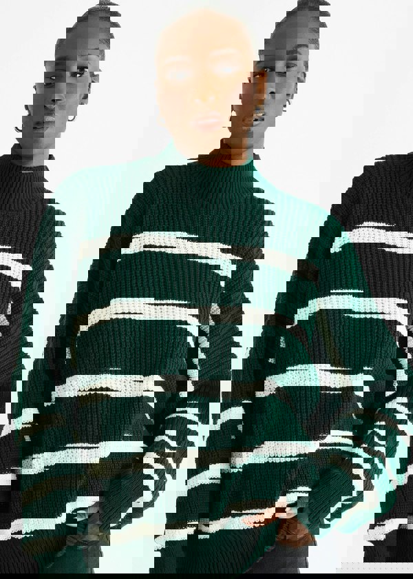 Gini London Green Chunky Knit High Neck Jumper