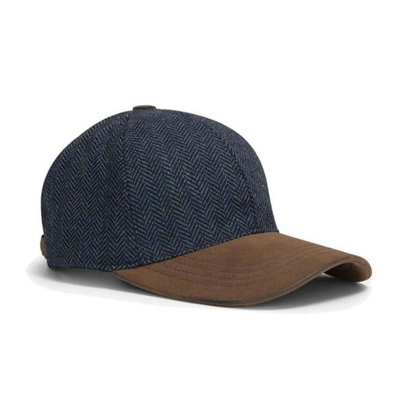Hoggs of Fife Herringbone Tweed Baseball Cap in Blue tweed