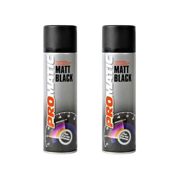 Promatic 2X Promatic Matt Black Spray Paint 500ml