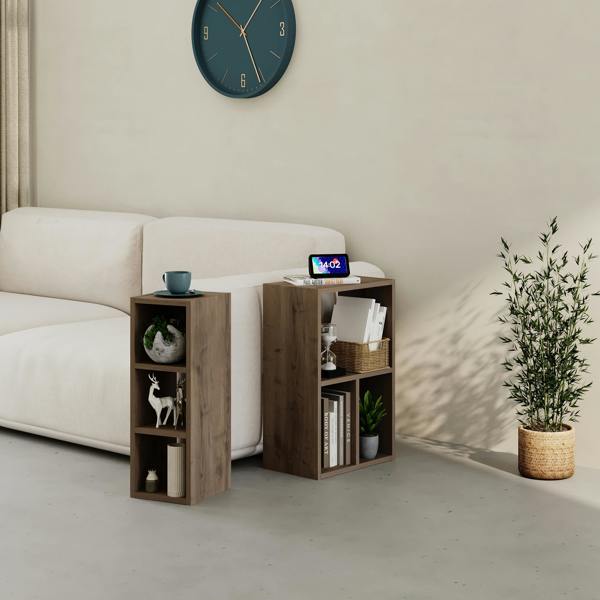 Decortie Modern Combayn Big Low Standing Book Shelf, 3 Open Storage Horizontal or Vertical Compact Bookshelf Bedroom