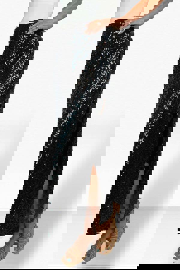 Paulo Due Women's Sequin Maxi Skirt with Side Slit