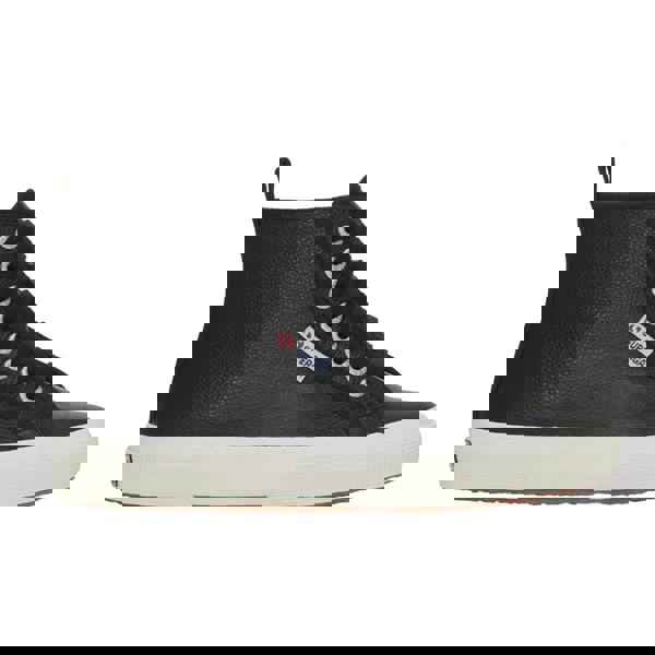 Superga Unisex Adult 2750 Tumbled Leather Mid Cut Trainers - Black/White - 