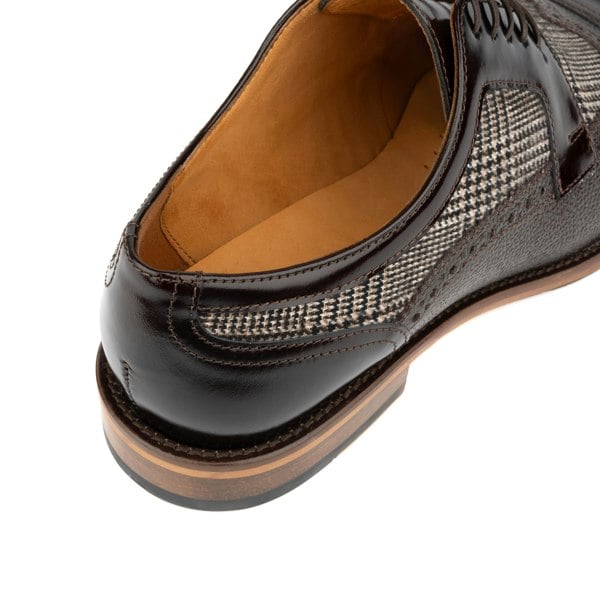 Embassy London Orlando - Brown Check - Men's toe cap leather dressy shoe with brogue details