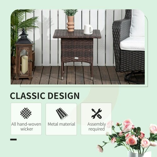 Wyld Haus Varilu Brown Rattan Outdoor Coffee Table With Woven Top