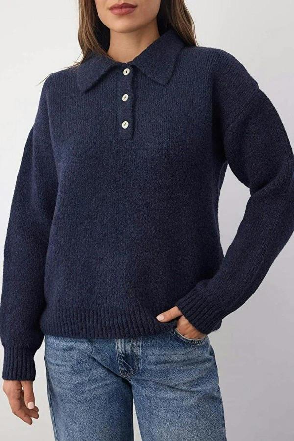 WOVCOR Basic Loose Fit Special Yarn Knit Sweater