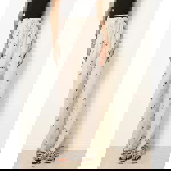 Blue Vanilla Trousers With All Over Embroidery