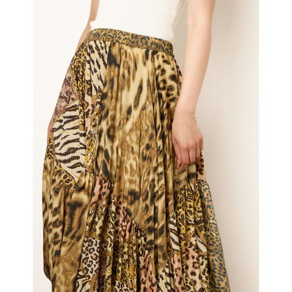 Blue Vanilla Animal Asymmetric Midi Skirt