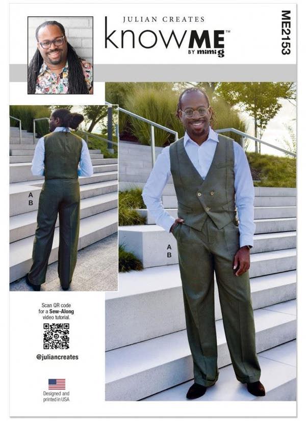 Know Me Sewing Pattern 2153, Trousers, Waistcoats for Men, AA (34-36-38-40-42) - Intermediate