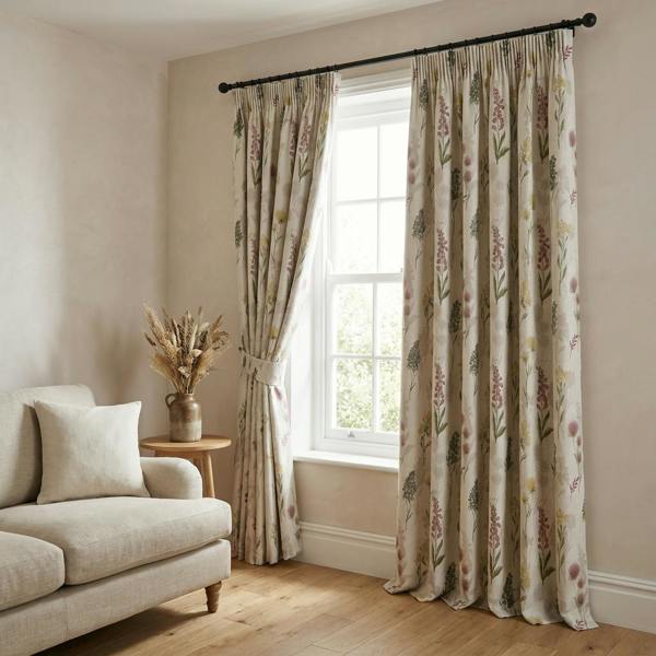 Toulon made-to-measure curtains in Pink, styled in a living room
