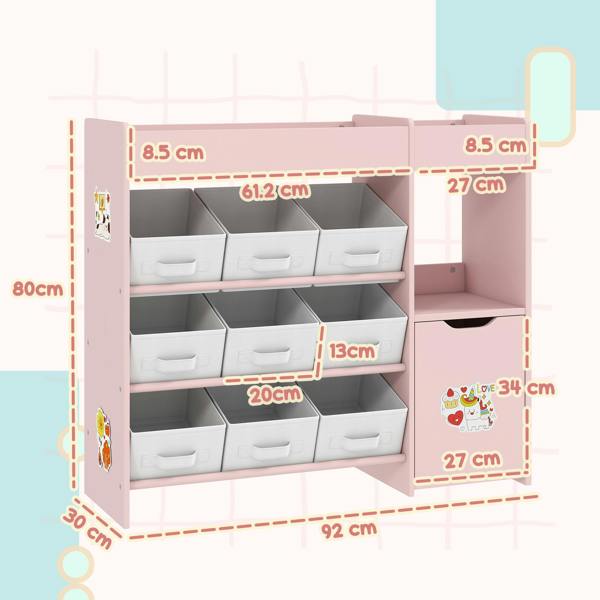 AIYAPLAY Kids Toy Storage with 9 Removable Boxes, Toy Storage Units
