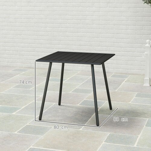 Wyld Haus Nanodor Steel Black Square Outdoor Dining Table With Slatted Top For 4