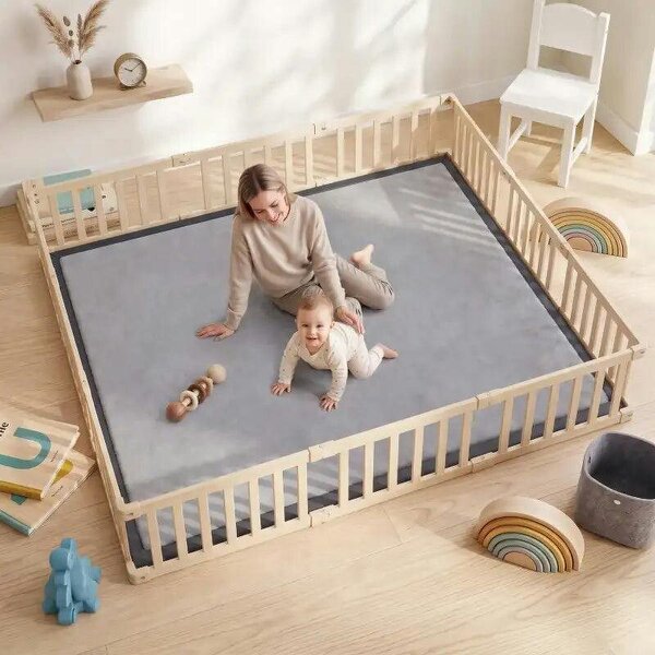 Baby Play Mat, 3CM Thick Foam Playmat Rug, Soft Flannel, Non-Slip, Water Resistant, Easy Care, 180 x 150 cm, Dark Grey - Dark Grey