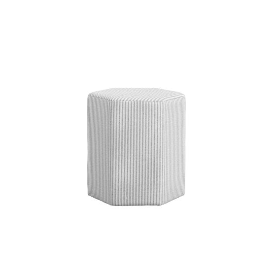 Wyld Haus Isabella Grey and White Stripe Upholstered Stool Hexagon Stool