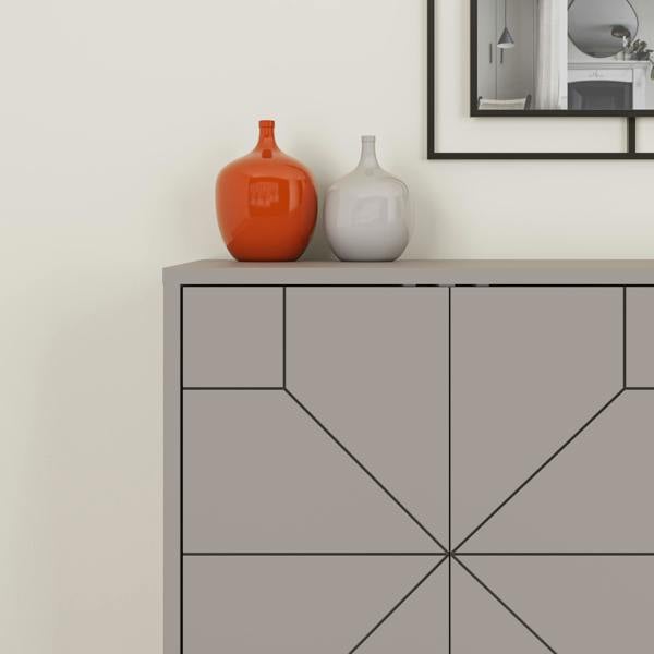 Decortie Dune Geometric 4 Door Sideboard with Metal Legs (W) 123cm