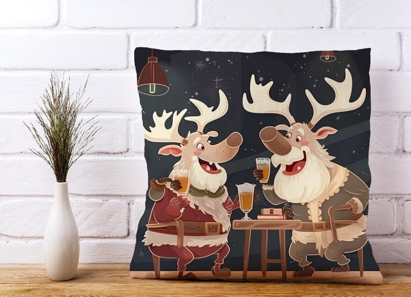 Warren Reed Reindeers Down The Pub Cushions