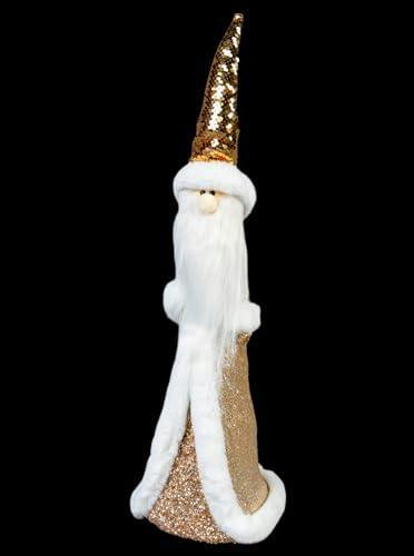 44cm Gold Santa Christmas Figurine with Sequin Details and White Fur Trim image 7