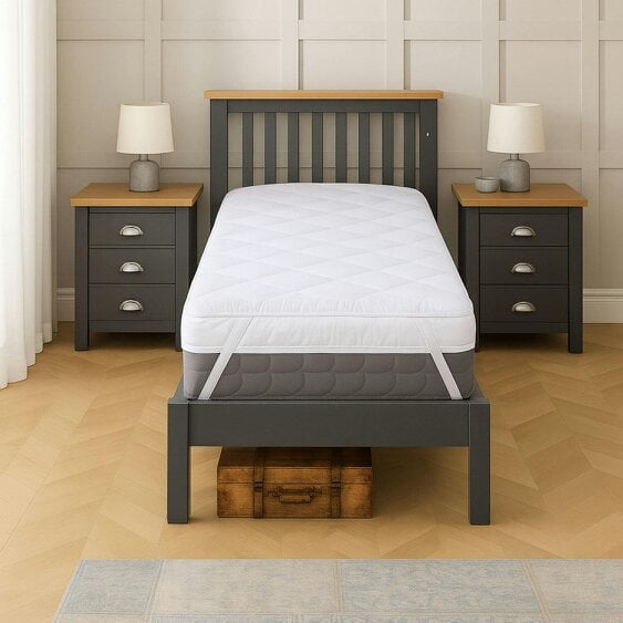 Neo Single Mattress Topper Soft Memory Foam Plush Bounce Fibre Breathable Diamond Quilted Fabric AntiSlip Corner Straps Secure Fit All Bed Sizes