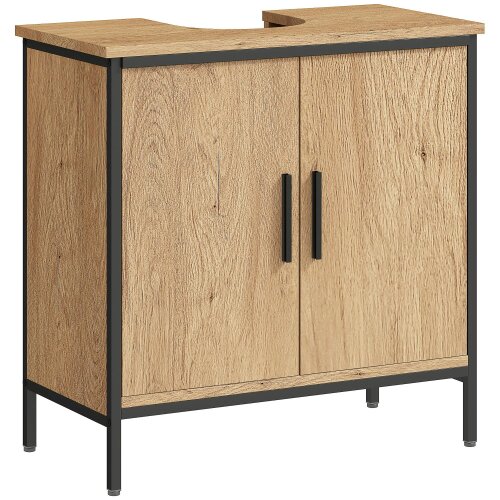 Wyld Haus Mosu Under Sink Bathroom Vanity Cabinet With Double Doors And Adjustable Shelving Oak Finish