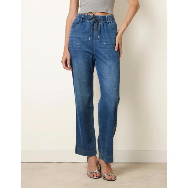 Blue Vanilla Paint Splashed Mirror Embellished Jeans
