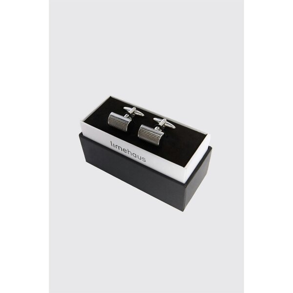Limehaus Silver Textured Half Barrel Cufflinks