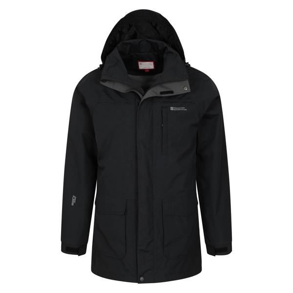 Mountain Warehouse Mens Glacier II Long Waterproof Jacket - Black - 