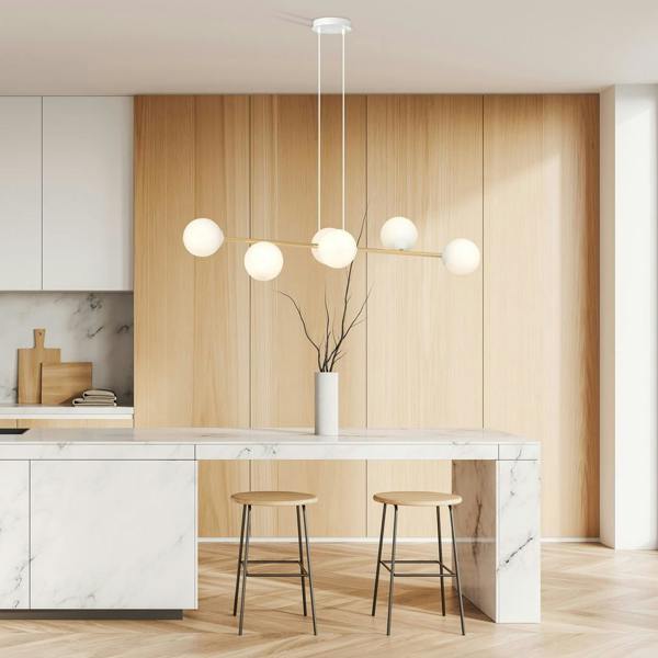 Emibig GRAVITY Pendant lamp 6 x E14 White, Gold with White Shade