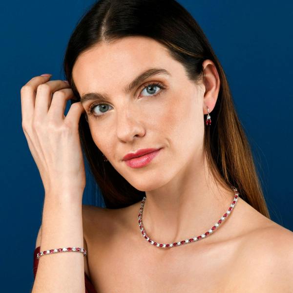 namana Red Tennis Necklace for Women in 925 Sterling Silver