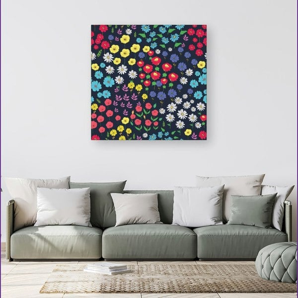 Warren Reed Multicoloured Flower Pattern Canvas