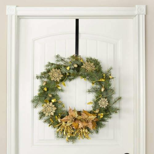 Shatchi 38cm Black Metal Wreath Hanger for Door Displays and Year-Round Home Organisation