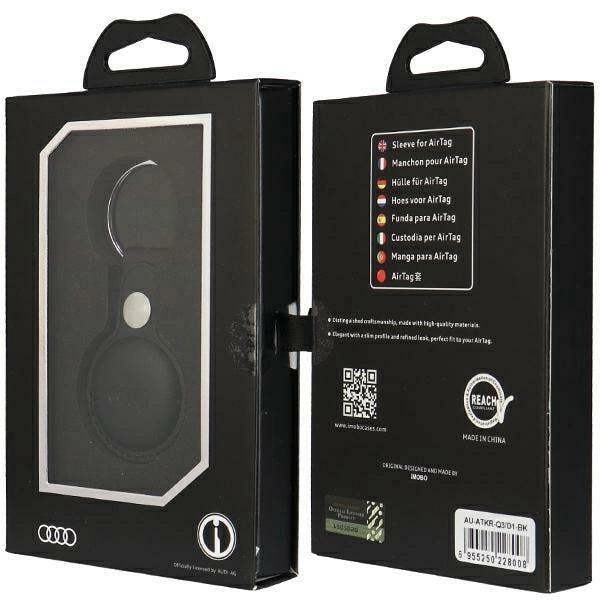 Audi Synthetic Leather AirTag Case Black - AU-ATKR-Q3/D1-BK