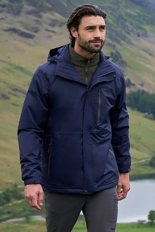 Mountain Warehouse Mens Bracken Extreme 3 in 1 Waterproof Jacket - Indigo