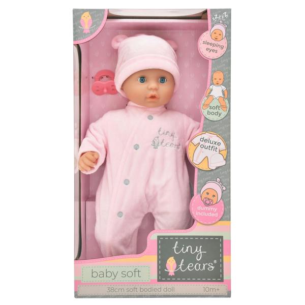Tiny Tears 15" (38cm) Baby Soft Doll With Pink Outfit - White