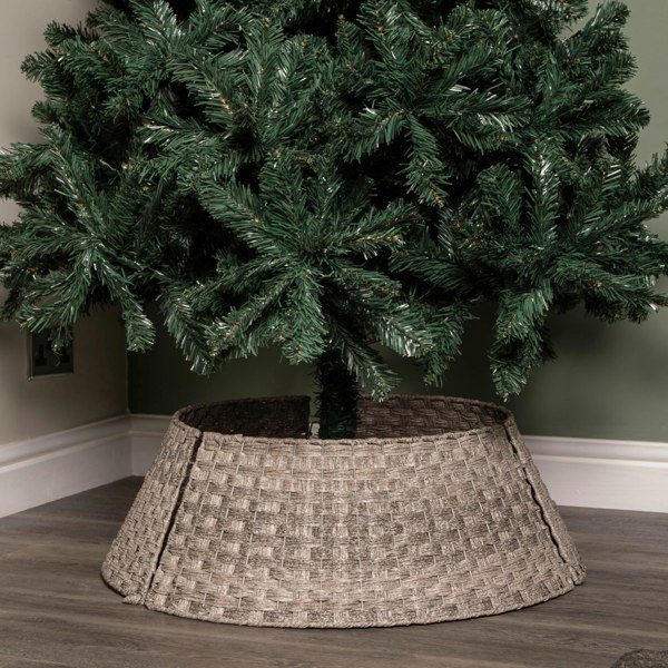 Samuel Alexander 48/70cm Samuel Alexander Large KD Plastic Wicker Rattan Woven Christmas Tree Skirt in Grey