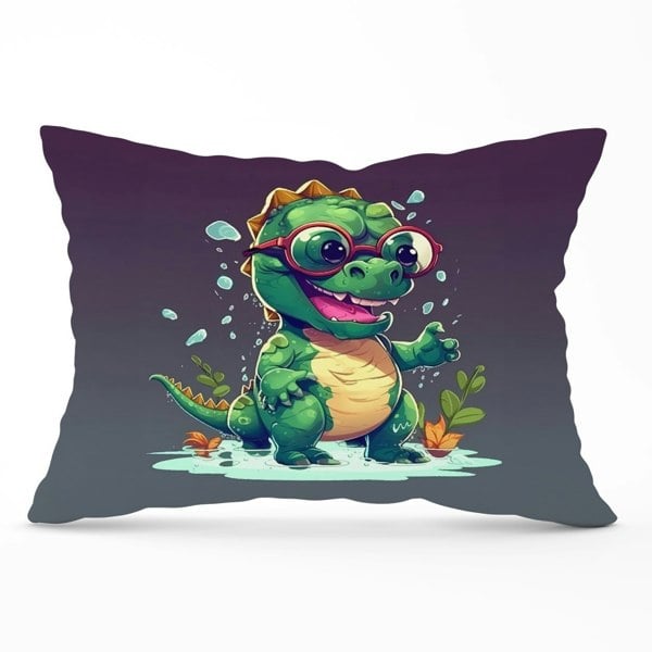 Warren Reed Happy Dino In A Puddle Cushions