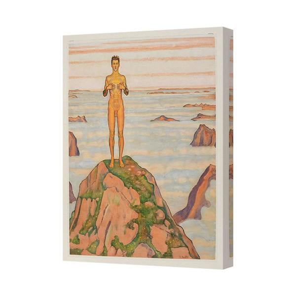 Benjamin Tate Design Canvas Wall Art Nude Figure Standing on Rocky Cliff Seascape Print