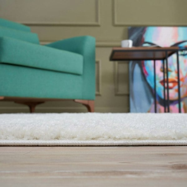 Shaggy Rug Plain White high quality, non-shedding