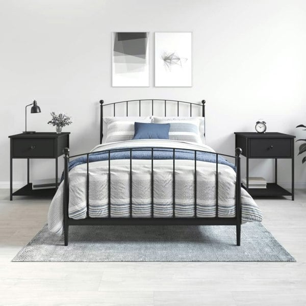 Berkfield Bedside Tables 2 pcs Black 44x45x58 cm Engineered Wood