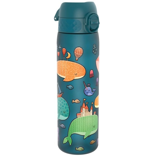 ION8 Leak Proof Slim Water Bottle, Recyclon, Whales, 500ml (18oz)