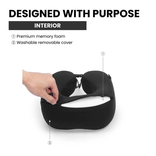 CabinZero Classic Travel Pillow, Memory Foam Neck Pillow with Adjustable Fit