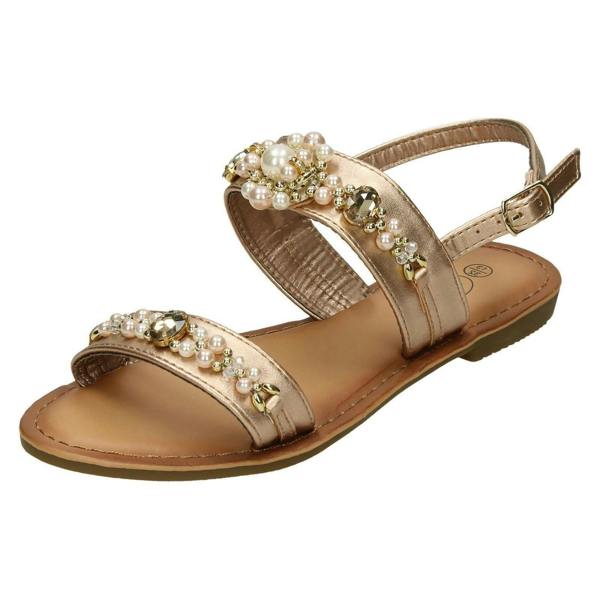 Spot On Girls Spot On Pearl Jewel Trim Sandals