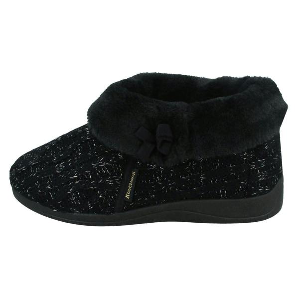 Rose Bank Ladies Rose Bank Memory Foam Knitted Bootee Slipper Karen