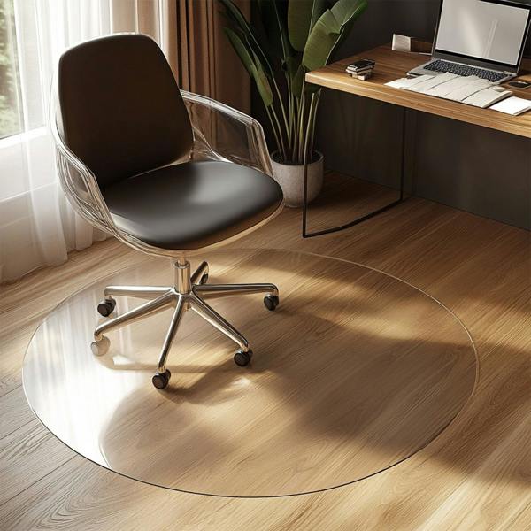 Nicoman Round Chair Mat for Hard Floors - Transparent / Frosted