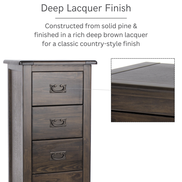 Core Products Boston 5-Drawer Narrow Chest of Drawers