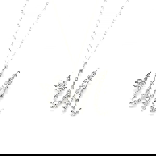 Say It With 1 Inch Winged Full CZ Stones Initial Necklace - Sterling Silver