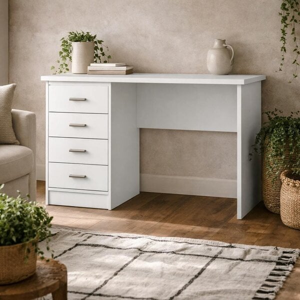 Wyld Haus Billabong White Wooden 4 Drawer Office Desk