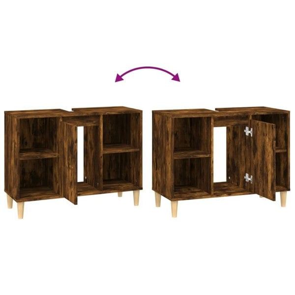 Berkfield Sink Cabinet Smoked Oak 80x33x60 cm Engineered Wood