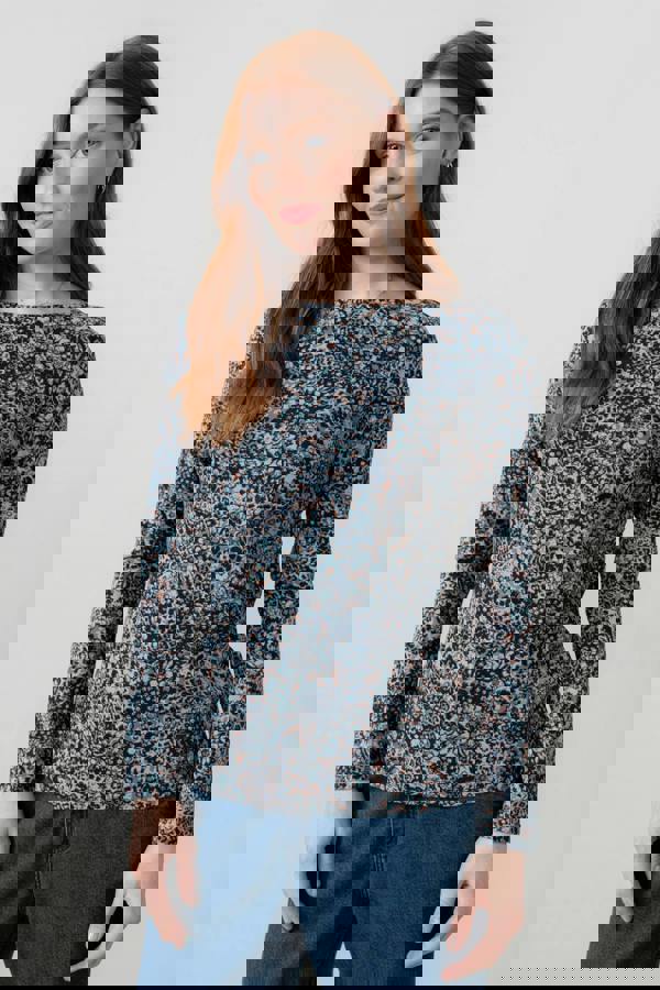 Lily & Me Monica Jersey Printed Top Sea Mist