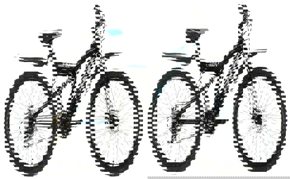 Boss Stealth Full Suspension Mountain Bike, 26" Wheel, 18.5" Frame - Black/Silver/Blue