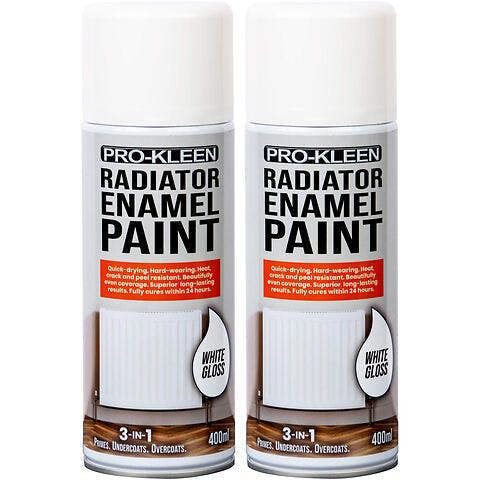 ProKleen White Gloss Heat Resistant Radiator Enamel Paint 400ml x2