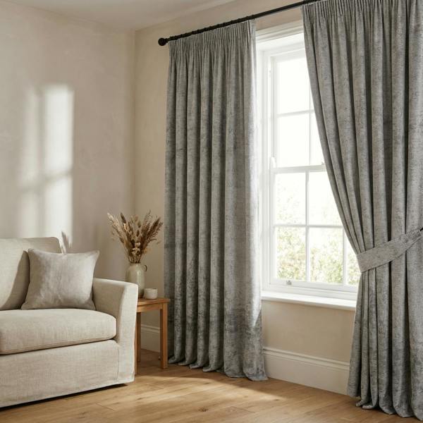 Castello made-to-measure curtains in Nickel, styled in a living room